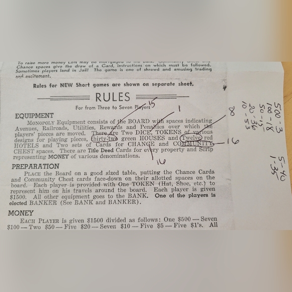 Vintage 1946 Monopoly Game Board and pieces- partially completed - Picture 15 of 16